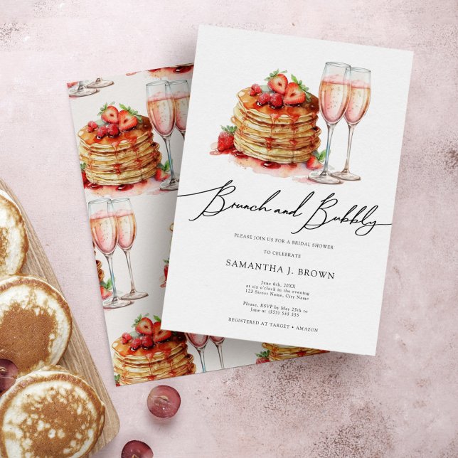 Invitación Brunch & Bubbly Elegake Pink Bridal Ducha (Subido por el creador)