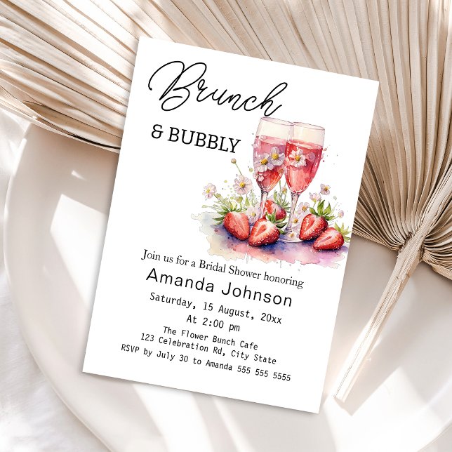 Invitación Brunch Bubbly Fresas de fresa Champagne Bridal Duc (Subido por el creador)