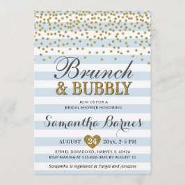 Invitación Brunch Bubbly Light Blue Gold Moda Bridal Shower