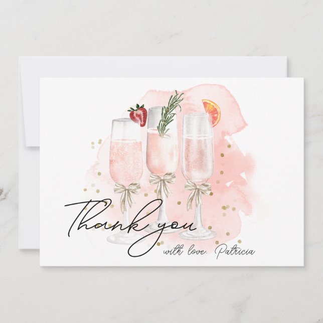 Invitación Brunch & Bubbly Mimosa Bridal Shower Thank You  (Anverso)