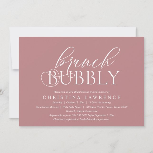 Invitación Brunch Bubbly, novia por ser, Bridal Shower Invita (Anverso)