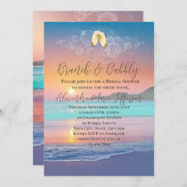 Invitación Brunch Bubbly Pastel Sunset Beach Bridal Shower