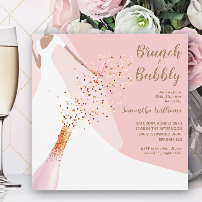 Invitación Brunch Bubbly Rubor Pink Bridal Shower (Subido por el creador)
