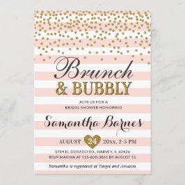 Invitación Brunch Bubbly Rubor Pink Gold Bridal Shower