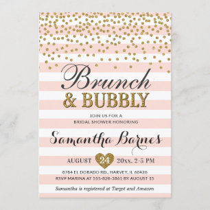Invitación Brunch Bubbly Rubor Pink Gold Bridal Shower