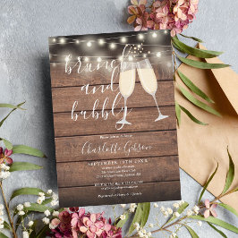 Invitación Brunch Bubbly Script Bridal Shower Rusch Wood