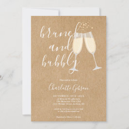 Invitación Brunch Bubbly Script Bridal Shower Rustic Kraft