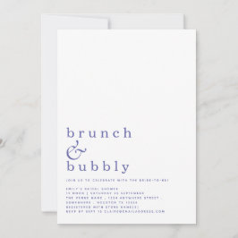 Invitación Brunch Bubbly Simple Blue Bridal Shower