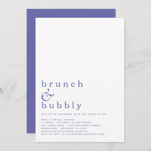 Invitación Brunch Bubbly Simple Blue Bridal Shower
