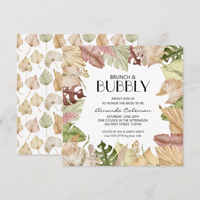 Invitación Brunch Bubbly Tropical Sale Ducha De Novias (Anverso / Reverso)