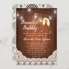 Invitación Brunch Bubbly Vintage String Luces Británicas Duch