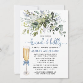 Invitación Brunch Bubbly Watercolor verde Dusty Blue