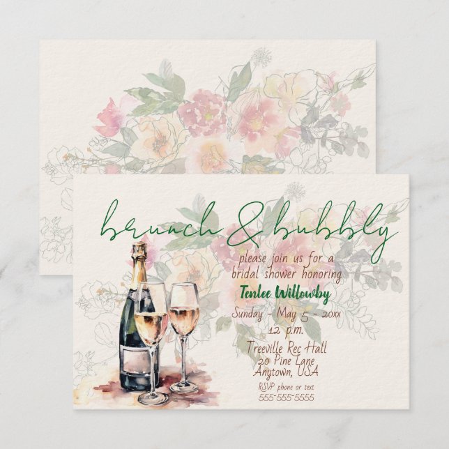 Invitación Brunch & Bubbly Wedding Shower (Anverso / Reverso)