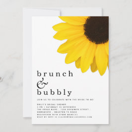 Invitación Brunch Bubbly Yellow Sunflower Bridal Shower