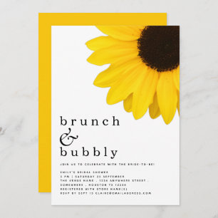 Invitación Brunch Bubbly Yellow Sunflower Bridal Shower