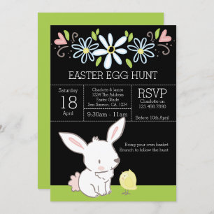 Invitación Brunch Bunny And Chick Easter Egg Hunt