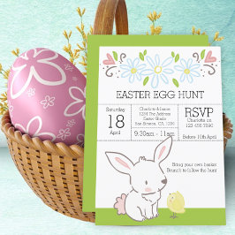 Invitación Brunch Bunny And Chick Easter Egg Hunt