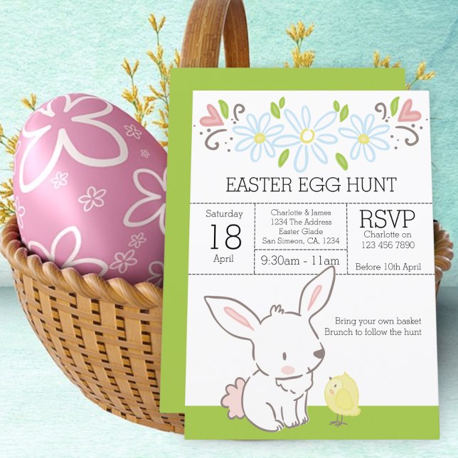 Invitación Brunch Bunny And Chick Easter Egg Hunt (Subido por el creador)