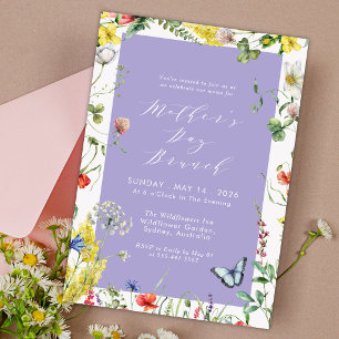 Invitación Brunch Chic Floral Moderno Lavanda Día de la Madre