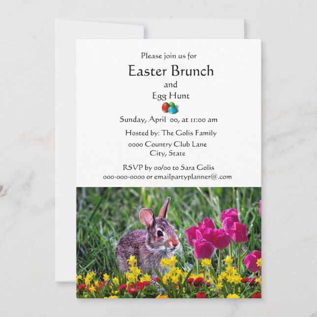 Invitación Brunch clásico de vacaciones de Pascua (Anverso)