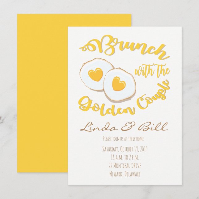 Invitación Brunch con el Aniversario de la Pareja de Oro (Anverso / Reverso)