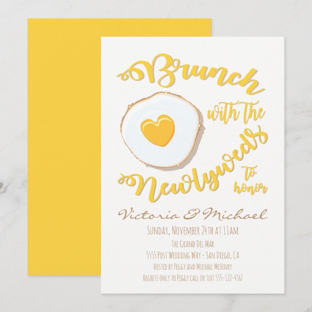 Invitación Brunch con el Boda del Post de los recién casados (Anverso / Reverso)