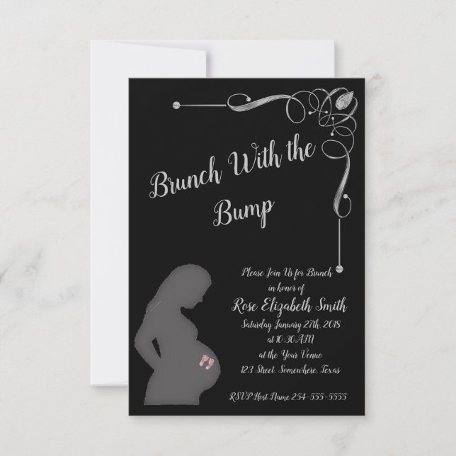 Invitación Brunch con el bulto con los pies de niña (Anverso)