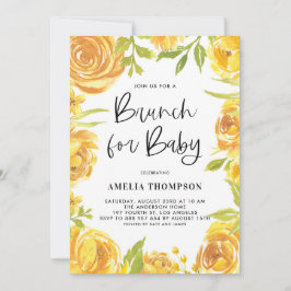 Invitación Brunch con flores de flores para bebé de amigos y 
