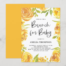 Invitación Brunch con flores de flores para bebé de amigos y