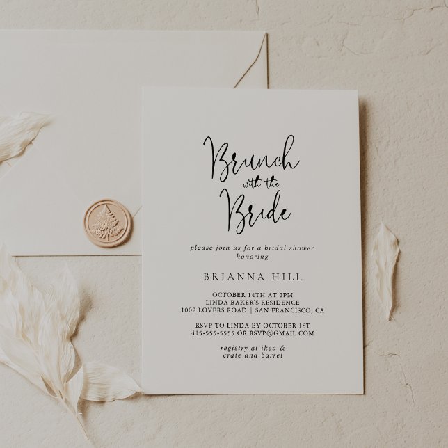 Invitación Brunch con guión de caligrafía con ducha de novia (Subido por el creador)