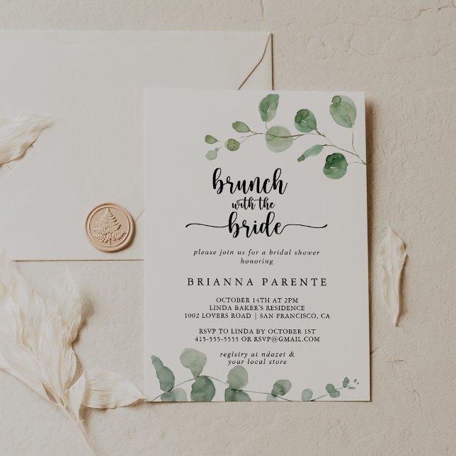 Invitación Brunch con la ducha de eucalipto de novia (Subido por el creador)