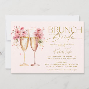 Invitación Brunch Con La Ducha De Novias De Champán Rosa