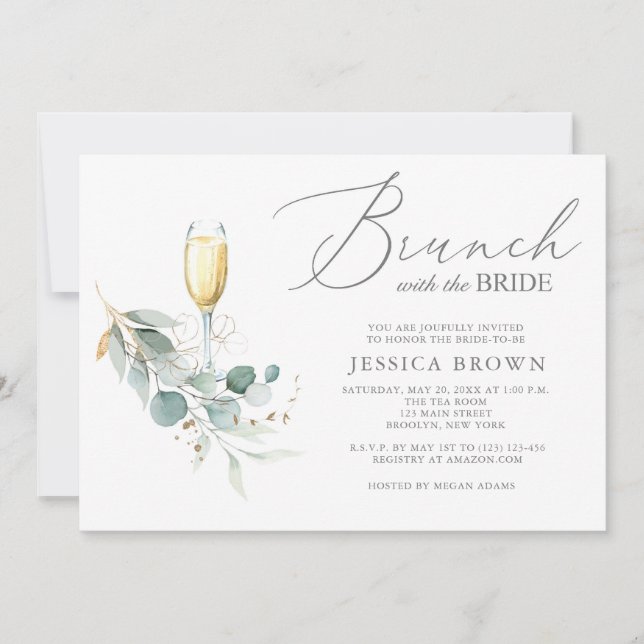 Invitación Brunch con la ducha de novias de oro de novia (Anverso)