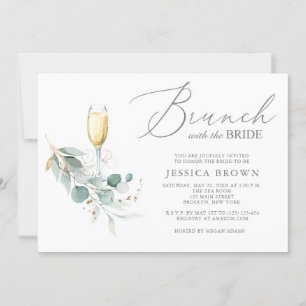 Invitación Brunch con la ducha de novias de oro de novia
