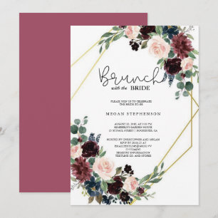 Invitación Brunch con la ducha de novias de oro de novia