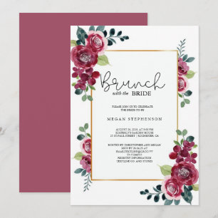 Invitación Brunch con la ducha de novias de oro de novia