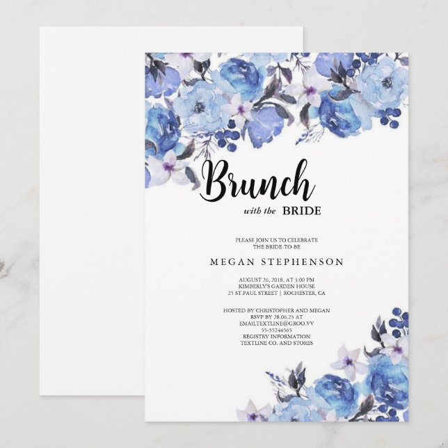 Invitación Brunch con la ducha de novias de oro de novia (Anverso / Reverso)