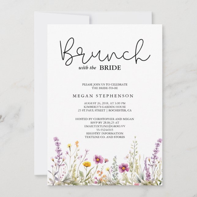 Invitación Brunch con la ducha de novias de oro de novia (Anverso)
