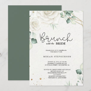 Invitación Brunch con la ducha de novias de oro de novia