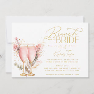 Invitación Brunch Con La Ducha De Novias Rosa Rosa De Novia