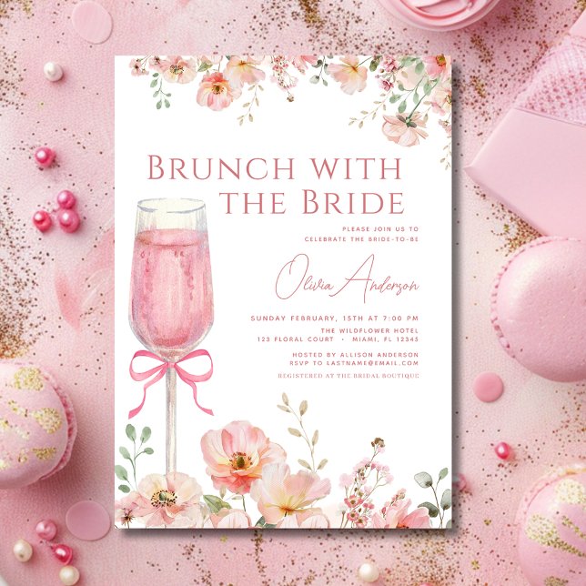 Invitación Brunch con la ducha de novias rosada (Subido por el creador)