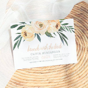 Invitación Brunch Con La Novia   Rubor Floral Bridal Shower