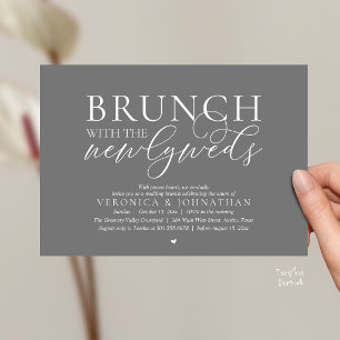 Invitación Brunch con los recién casados, Boda Gris Oscuro