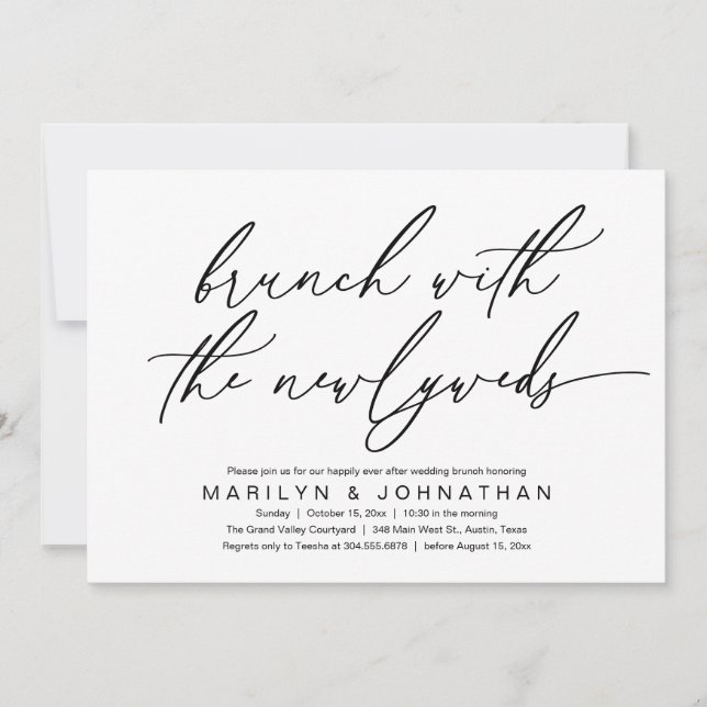 Invitación Brunch con los recién casados, Boda Post Celebró (Anverso)