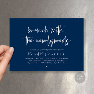 Invitación Brunch con los recién casados, post boda, Azul de