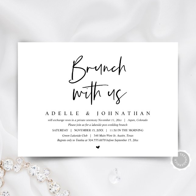 Invitación Brunch Con Los Recién Matrimonios, Boda Fiesta De  (The Morning After, post wedding brunch, elopement Invitation card, digital download, modern minimal)
