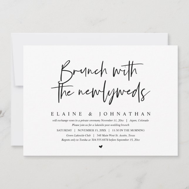 Invitación Brunch Con Los Recién Matrimonios, Boda Fiesta De  (Anverso)