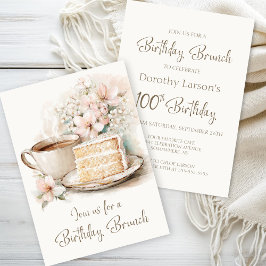 Invitación Brunch de 100 Años de Café y Pastel