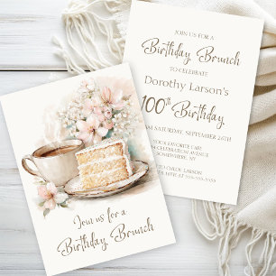 Invitación Brunch de 100 Años de Café y Pastel