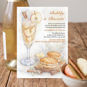 Invitación Brunch de Acción de Gracias con Burbujas y Galleta